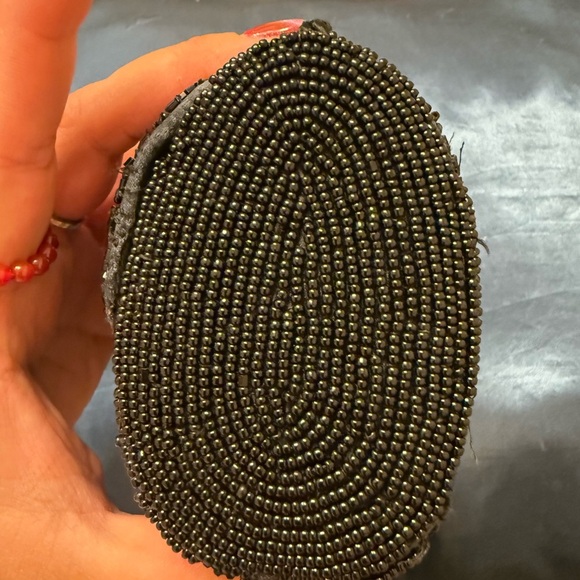 Black Long Beaded Evening Clutch - Picture 5 of 10